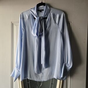 INC International Concepts Light Blue Tie-Neck Blouse – Size L